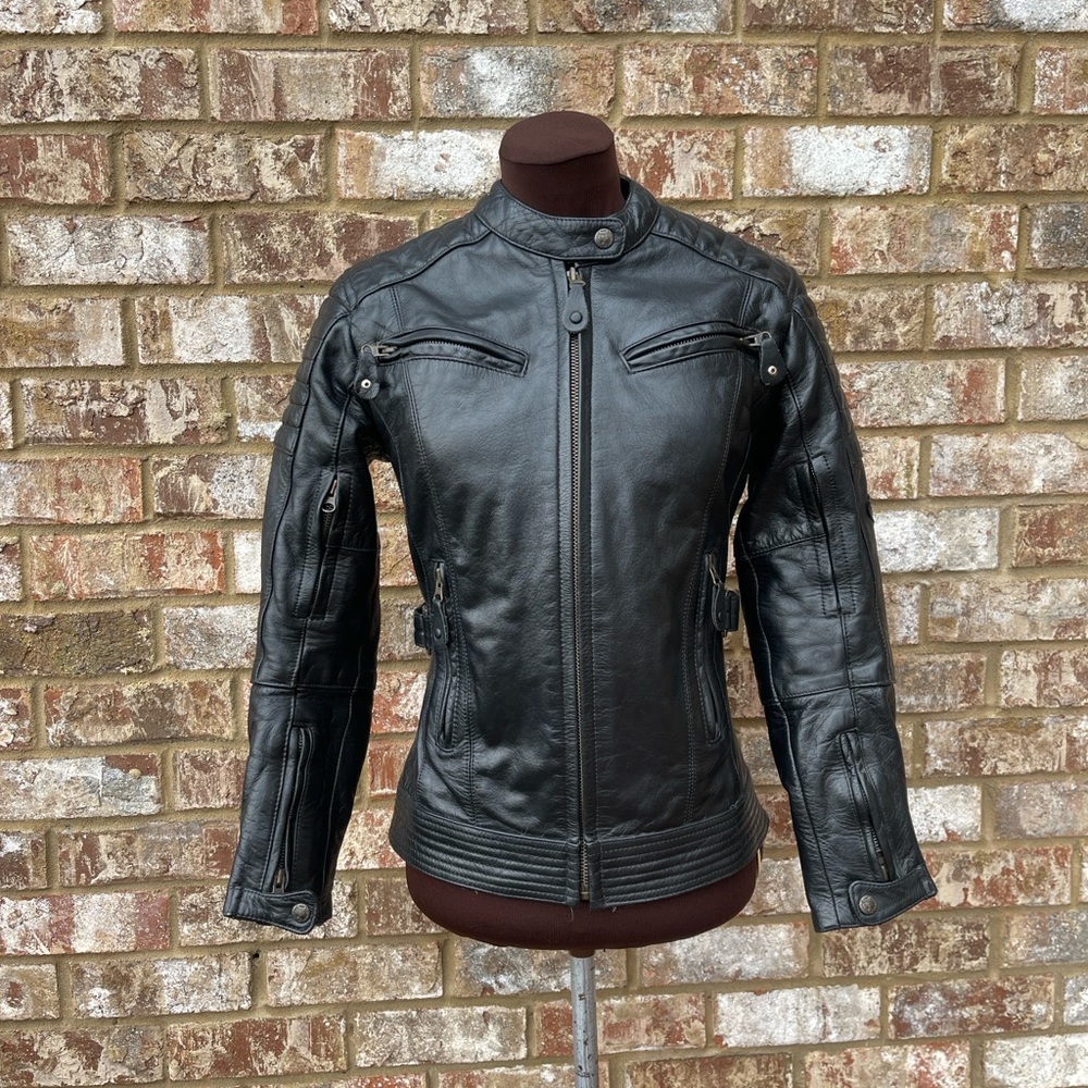 Street & Steel Quilted Women’s Black Motorcycle Leather Jacket Size XS